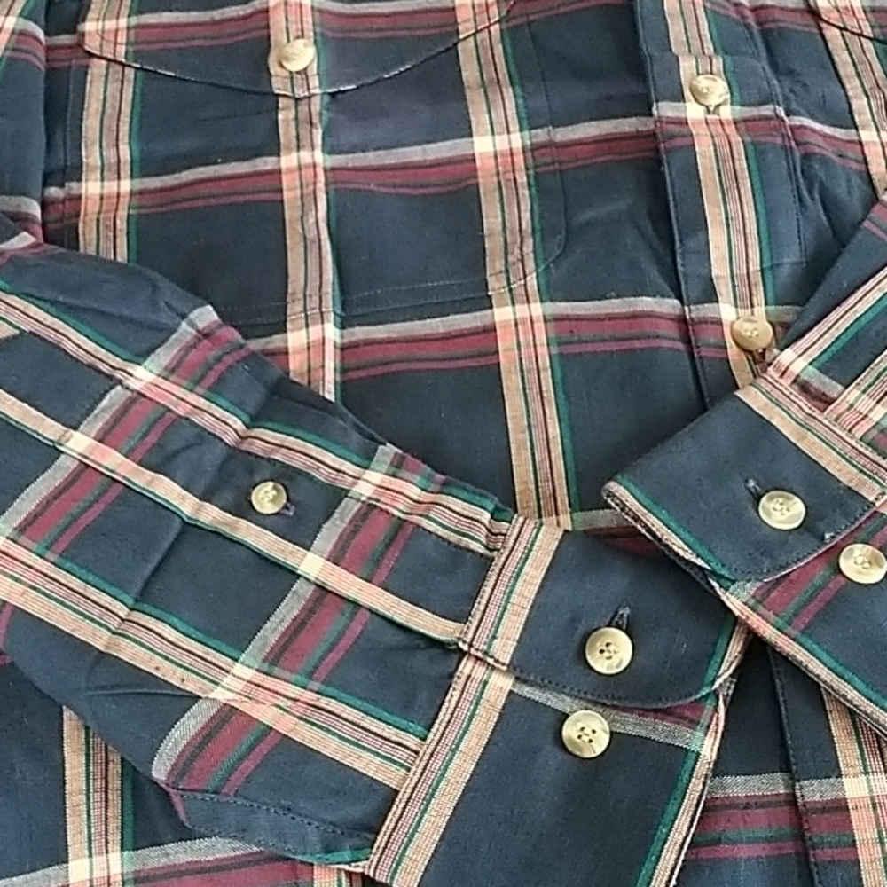Boston Traders Navy/Red Plaid Button Front Shirt M - Picture 8 of 9